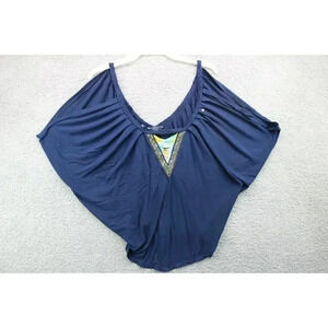 Women's Top-Guess Los Angelos-Size Large-Navy Blue w/Beading